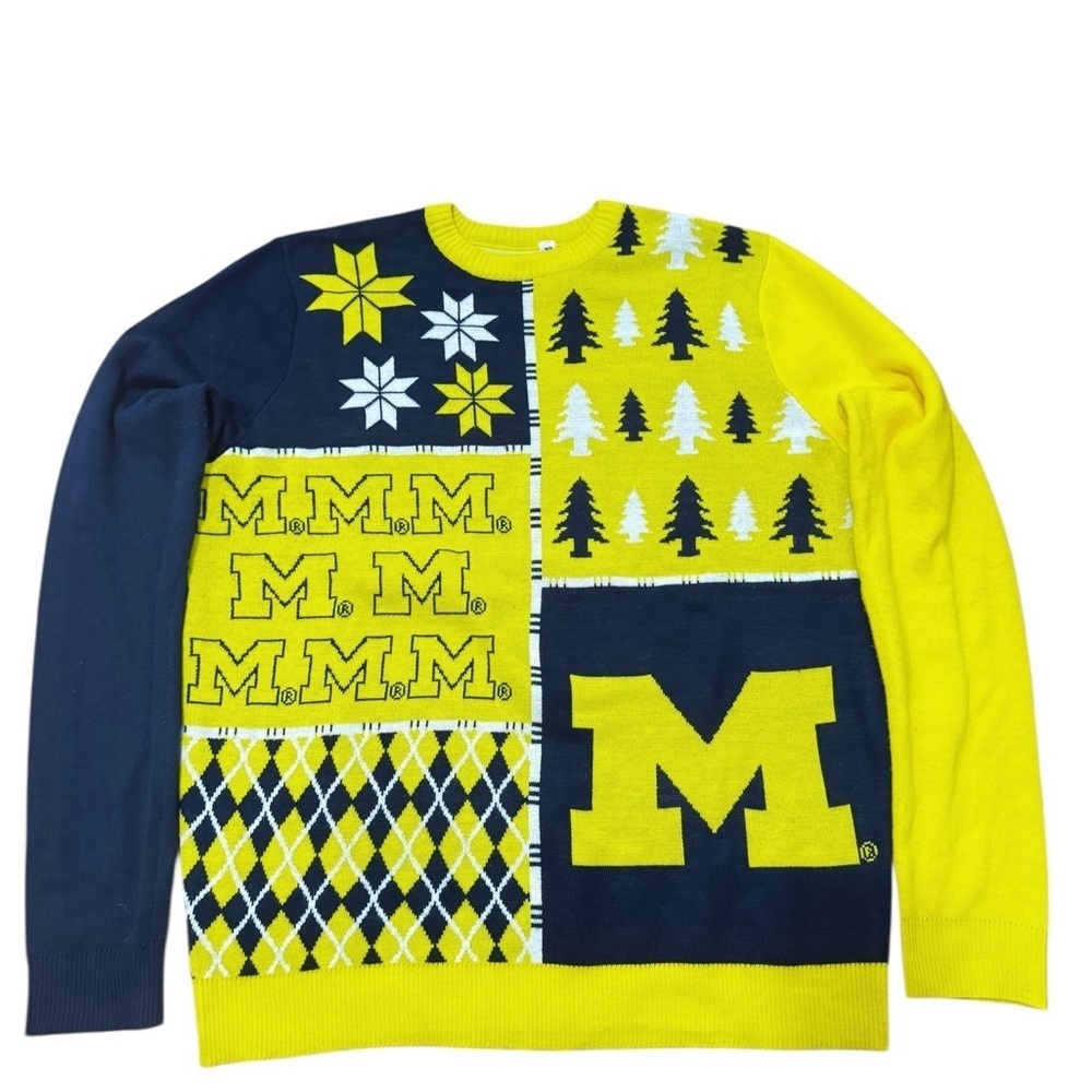 Forever Collectibles Navy and Yellow Crewneck Sweater Size XL